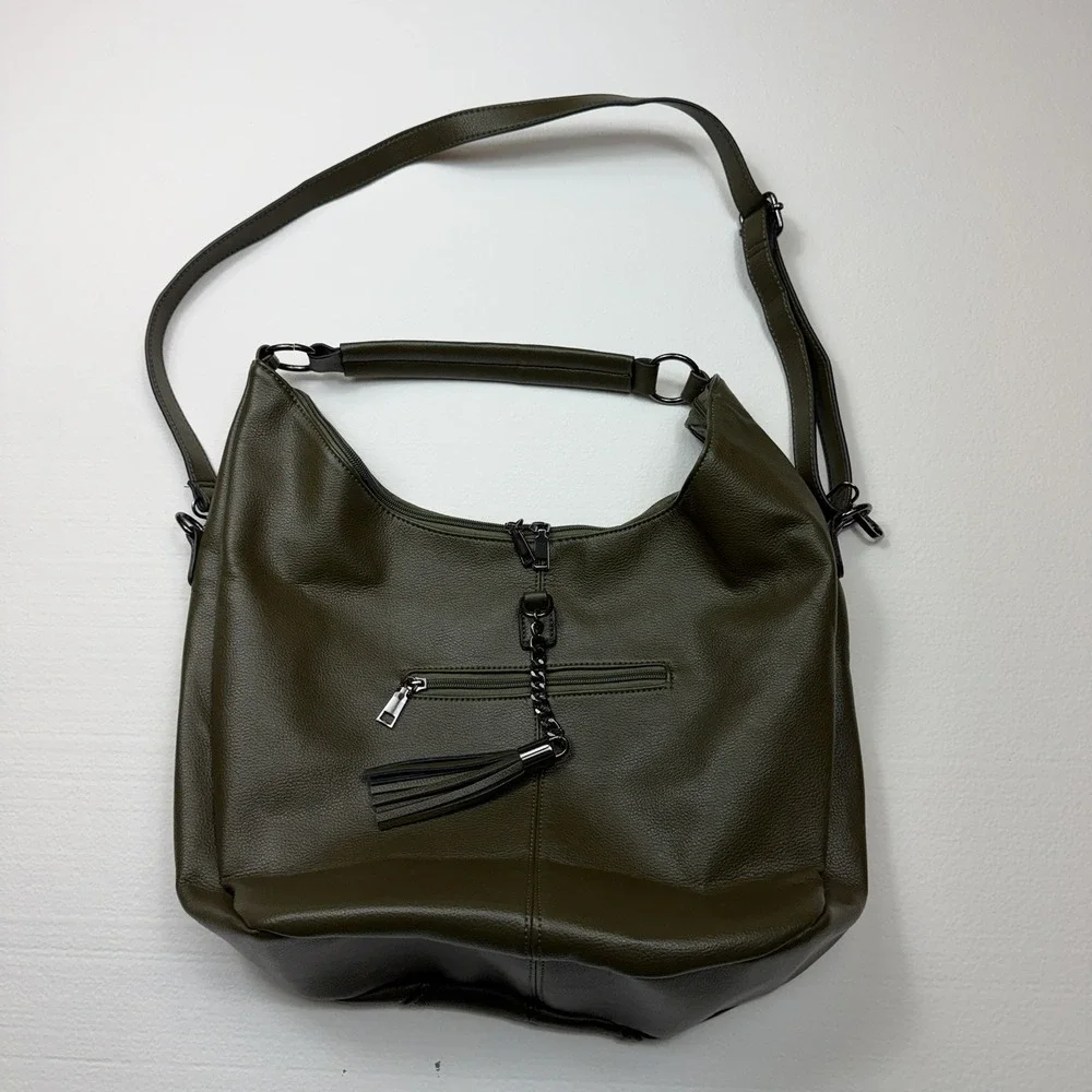 KILAMAL Purse Bag Vegan Faux Leather Hobo Olive Green Handle & Adjustable Strap